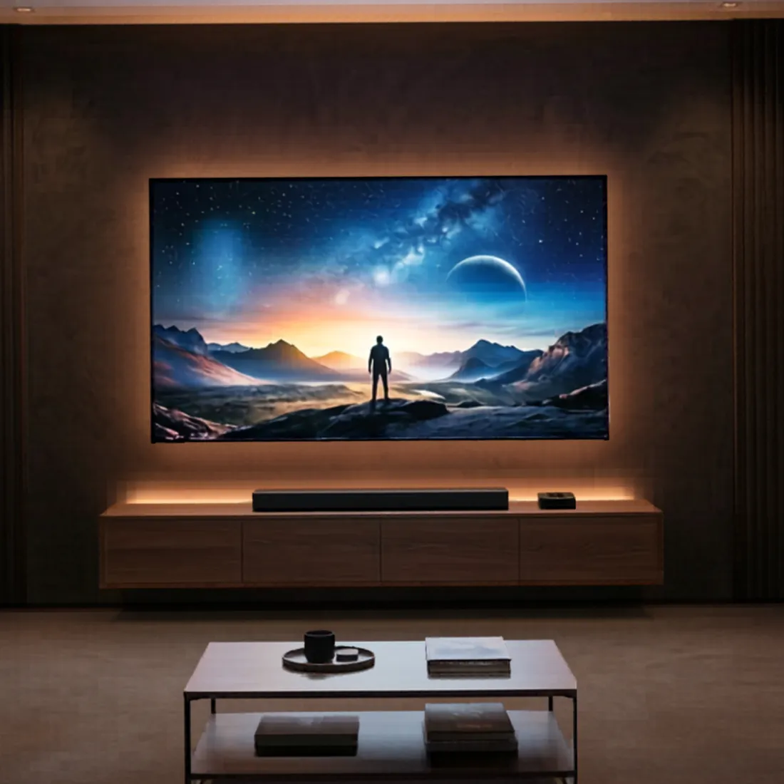 Wall mounted TV installations with hidden wiring